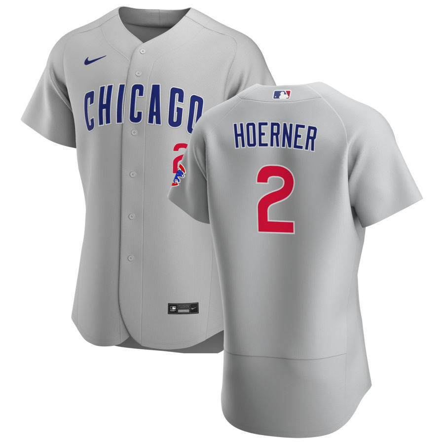 Chicago Cubs #2 Nico Hoerner Men Nike Gray Road 2020 Authentic Team Jersey